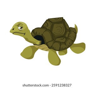 evil looking turtle in cartoon style, vector illustration.