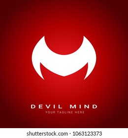 Evil M Letter Silhouette sign. Isolated Vector Illustration 