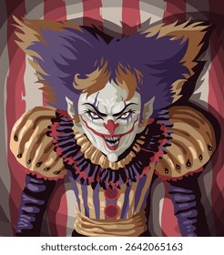 evil mad clown in the circus