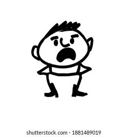 Un hombre malvado. Un personaje dibujado a mano. Ilustración de Vector Doodle