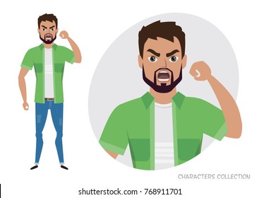 The evil man threatens with his hand