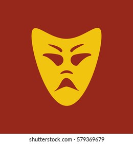 Evil mask illustration on the red background. Vector illustration