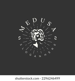 evil medusa snake haired logo illustration design