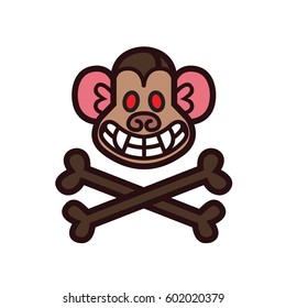 Evil monkey head logo template - vector illustration for mascot tattoo or t-shirt design