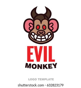 Evil monkey head logo template - vector illustration for mascot tattoo or t-shirt design