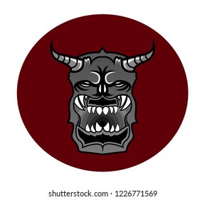 Evil monster face logo vector