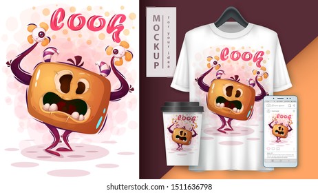 Evil monster - mockup for your idea. Vector eps 10