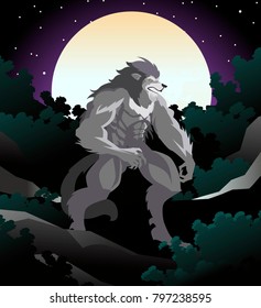 evil monster werewolf in the night