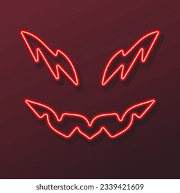 evil neon sign, modern glowing banner design, colorful modern design trends on black background. Vector illustration.