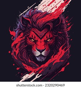 Evil Ninja Lion Face Vector Illustration