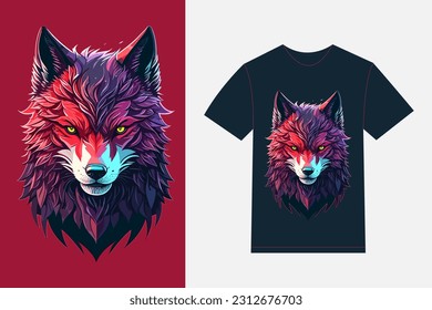 Evil ninja wolf face Tshirt Template Design
