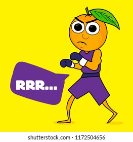 Evil orange boxing, orange illustration