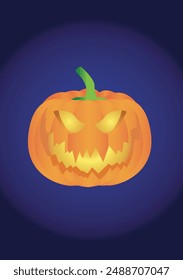 evil orange colour pumpkin with green hat