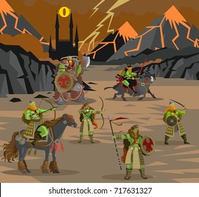 evil orcs in the castle valley svg