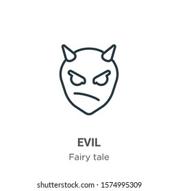 Evil outline vector icon. Thin line black evil icon, flat vector simple element illustration from editable fairy tale concept isolated on white background