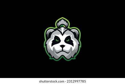 Plantilla vectorial de diseño del logotipo de la mascota de la cabeza del mal de Panda