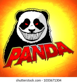 Evil Panda logo on a yellow background. Vector illustration.