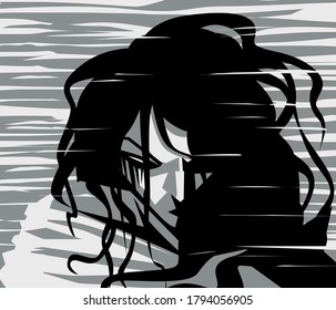 evil paranormal lady on old tv