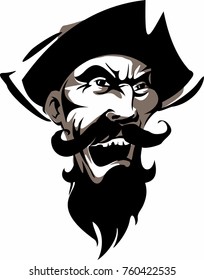 evil pirate with a mustache and a beard