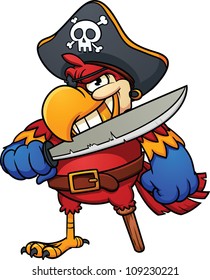 Evil pirate parrot. Vector illustration with simple gradients. All in a single layer.