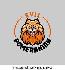 evil pomeranian head mascot logo