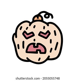 evil pumpkin color vector doodle simple icon