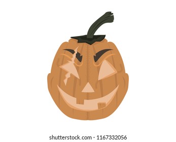 An evil pumpkin for Halloween in cartoon style.