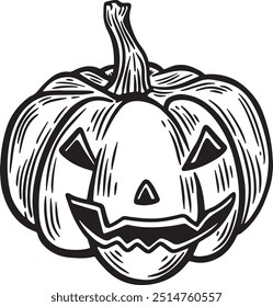 Evil pumpkin hand drawing vector isolated on white background.