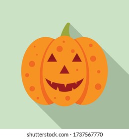 Evil pumpkin icon. Flat illustration of evil pumpkin vector icon for web design