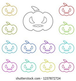 Evil pumpkin icon in multi color. Simple glyph vector of halloween set for UI and UX, website or mobile application