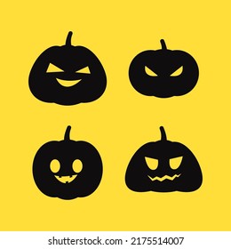 Evil pumpkin, illustration, vector on yellow background.