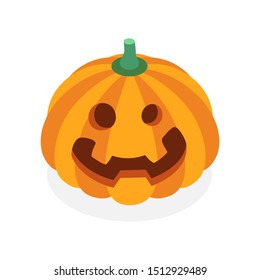 Evil pumpkin isometric icon. Halloween concept. Vector illustration.
