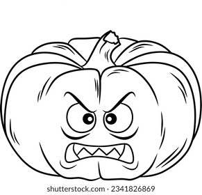 Evil pumpkin line art for coloring book page