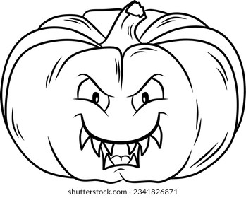 Evil pumpkin line art for coloring book page