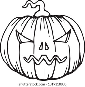 evil pumpkin on Halloween vector 