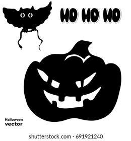 Evil pumpkin, owl caught a snake. Halloween element design.