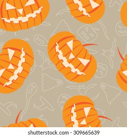 evil pumpkin seamless pattern on holiday halloween