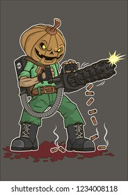 Evil Pumpkin shooting machine gun