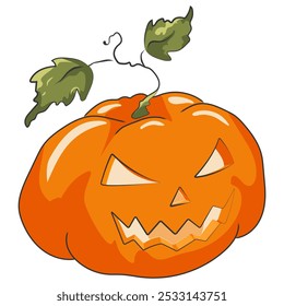 Una calabaza malvada en Vector se representa sobre un fondo blanco.