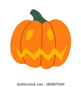  Evil pumpkin-lantern for Halloween. Creepy scary pumpkin design element for Halloween. Vector flat illustrations