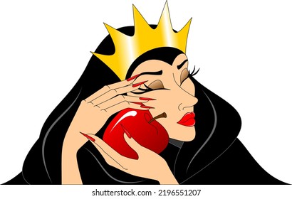 evil queen with poisoned apple