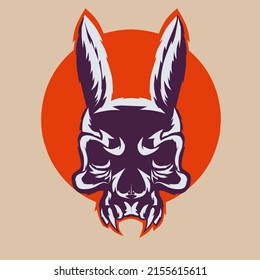 Evil Rabbit Hybrid Skull Mascot 