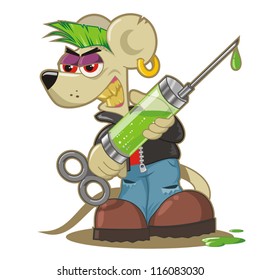 Evil Rat With Syringe Full Of Poison