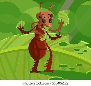 evil red ant eating plants