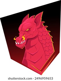 Evil red dragon. Stock vector illustration