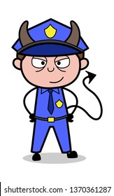 Evil - Retro Cop Policeman Vector Illustration