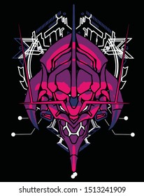evil robot samurai with sacred geometry