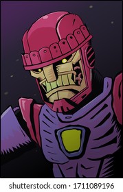 The evil robot. Vector character, illustration. The evil robot. Vector character, illustration.
