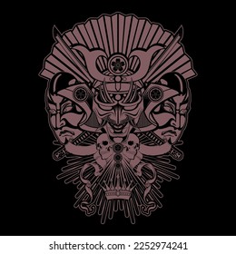 evil samurai t-shirt design vector