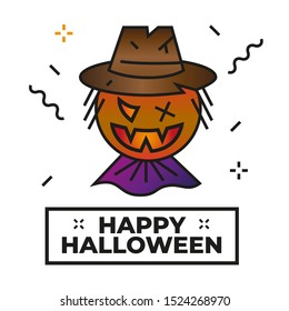 Evil scarecrow illustration - Happy halloween icon	